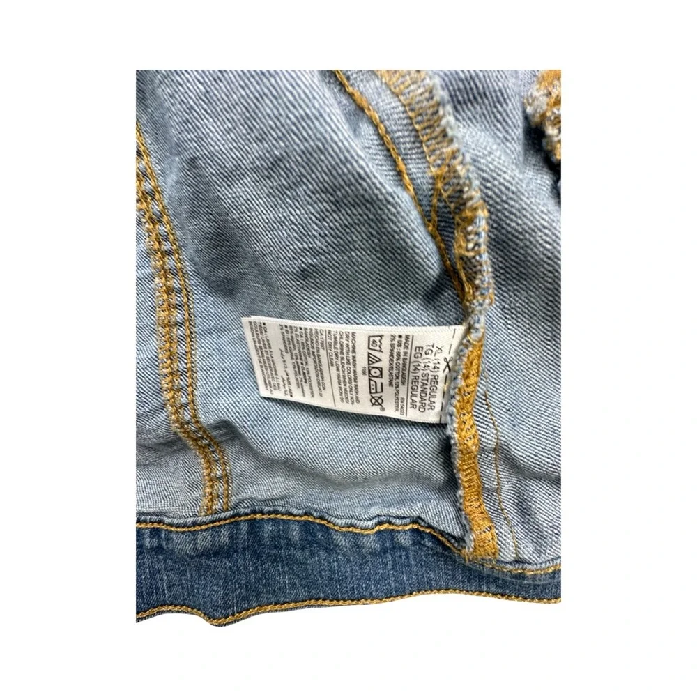 Old Navy Denim Jacket Girls XL 14 Blue Trucker Stretch Classic Button Front